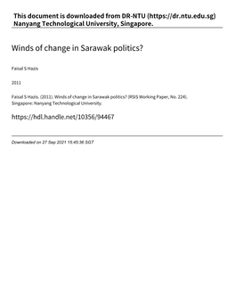 Winds of Change in Sarawak Politics?