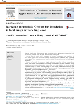 Gelfoam Flux Inoculation in Focal Benign Cavitary Lung Lesion