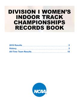 Division I Women's Indoor Track Championships Records Book