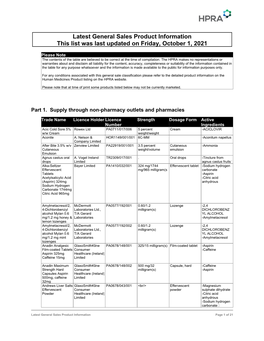 Latest List of General Sales Product Information