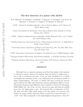 The First Detection of a Pulsar with ALMA