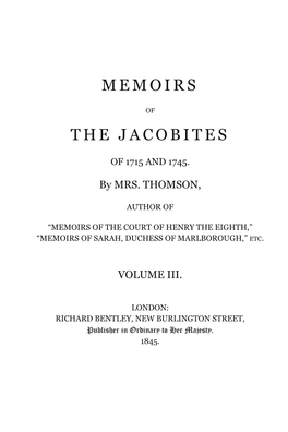 Memoirs of the Jacobites of 1715 and 1745