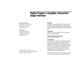 Digital Puppet: a Tangible, Interactive Stage Interface