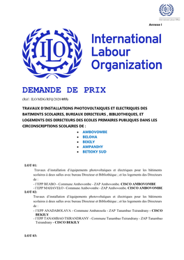 DEMANDE DE PRIX (Réf : ILO/MDG/RFQ/2020/055)