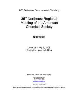 35 Northeast Regional Meeting of the American Chemical Society