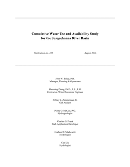 Cumulative Water Use Availability Study