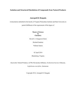 Isolation and Structural Elucidation of Compounds from Natural Products