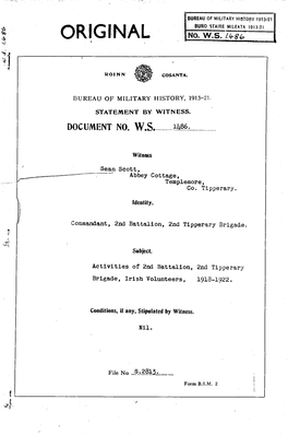 ROINN COSANTA. BUREAU of MILITARY HISTORY, 1913-21. STATEMENT by WITNESS. DOCUMENT NO. W.S. 1486. Witness Sean Scott, Abbey Cott