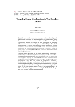 Towards a Formal Ontology for the Text Encoding Initiative DOI