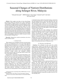 Seasonal Changes of Nutrient Distributions Along Selangor River, Malaysia