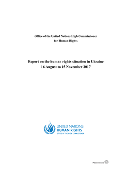 Report on the Human Rights Situation in Ukraine 16 August to 15