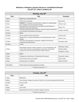 Parasitic Plant IUFRO Working Group || July 17Th-22Nd, 2016