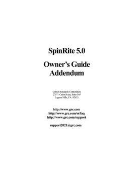 Spinrite 5.0 Owner Guide Addendum