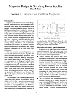 Magnetics Design for Switching Power Supplies Lloyd H. Dixon Section 1