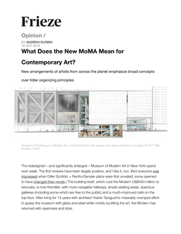 What Does the New Moma Mean for Contemporary Art?