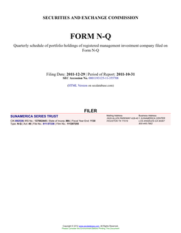 SUNAMERICA SERIES TRUST (Form: N-Q, Filing Date: 12/29/2011)