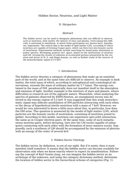 Hidden Sector, Neutrino, and Light Matter