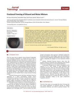 Fractional Freezing of Ethanol and Water Mixture
