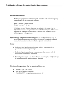 Introduction to Spectroscopy