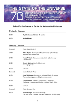 Scientific Conference at Centre for Mathematical Sciences Wednesday