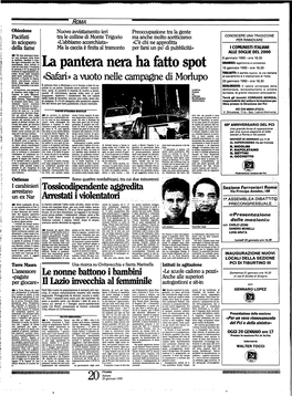 La Pantera Nera Ha Fatto Spot 15 Gennaio 1990 - Ore 18,30 Di Prolesta È Di Un Gruppo Di Militanti Di Organizzazioni Pa­ Cifiste