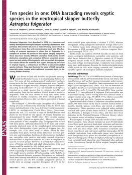 Ten Species in One: DNA Barcoding Reveals Cryptic Species in the Neotropical Skipper Butterfly Astraptes Fulgerator