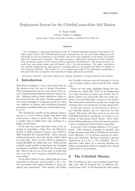 Deployment System for the Cubesail Nano-Solar Sail Mission