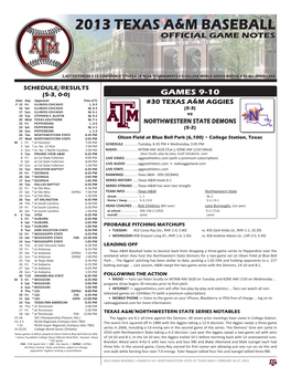 2013 Texas A&M Baseball