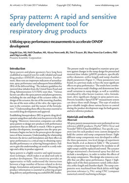 Spray Pattern: a Rapid and Sensitive Early Development Tool for Respiratory Drug Products