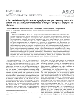 Mass Spectrometry Method to Detect and Quantify Polyunsaturated Aldehydes and Polar Oxylipins in Diatoms
