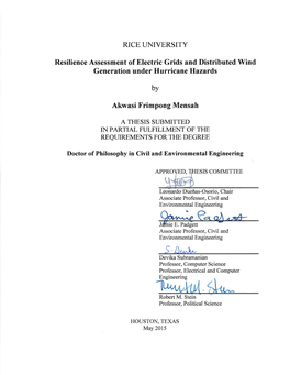 Resilience Assessment of Electric Grids and Distributed Wind Generation Under Hurricane Hazards