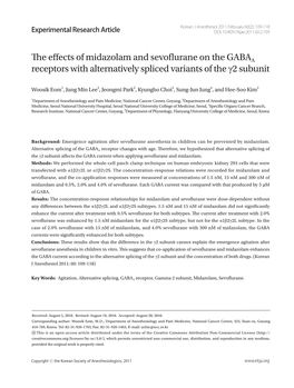 The Effects of Midazolam and Sevoflurane on the GABAA Receptors with Alternatively Spliced Variants of the Γ2 Subunit