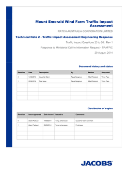 Mount Emerald Wind Farm Traffic Impact Assessment RATCH-AUSTRALIA CORPORATION LIMITED
