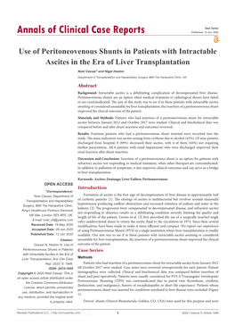 Use of Peritoneovenous Shunts in Patients with Intractable Ascites in the Era of Liver Transplantation