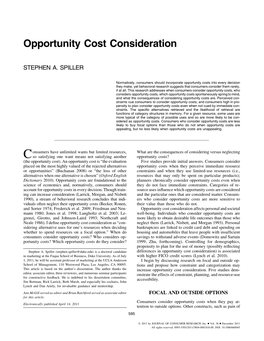 Opportunity Cost Consideration