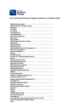 A to Z of Scottish Business Pledge Companies As of 2 March 2020