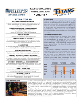 2013-2014 Titan Athletics Annual Report