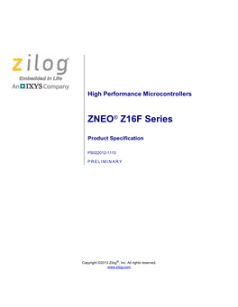 ZNEO Z16F Series Microcontrollers Product Specification