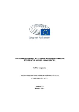 Call for Proposals EP-COMM-SUBV-2021-EYE