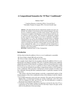 A Compositional Semantics for ‘If Then’ Conditionals?