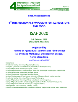 International Symposium for Agriculture and Food