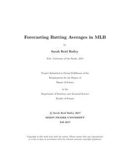 Forecasting Batting Averages in MLB