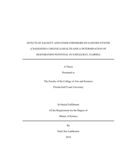 Effects of Salinity and Other Stressors on Eastern Oyster