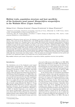 Habitat Traits, Population Structure and Host Specificity of the Freshwater