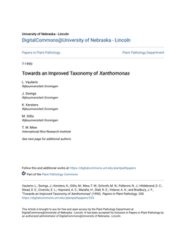 Towards an Improved Taxonomy of Xanthomonas