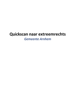 Quickscan Naar Extreemrechts Gemeente Arnhem