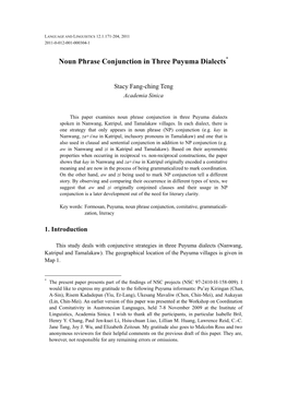 Noun Phrase Conjunction in Three Puyuma Dialects*