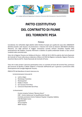 Patto Costitutivo Del Contratto Di Fiume Del Torrente Pesa