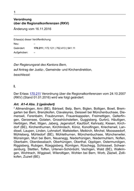 1 Verordnung Über Die Regionalkonferenzen (RKV