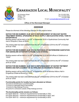 Emakhazeni Local Municipality 15 Points for Nkangala District Municipality 10 Points for Mpumalanga Province 05 Points for Contractors Outside of Mpumalanga Province